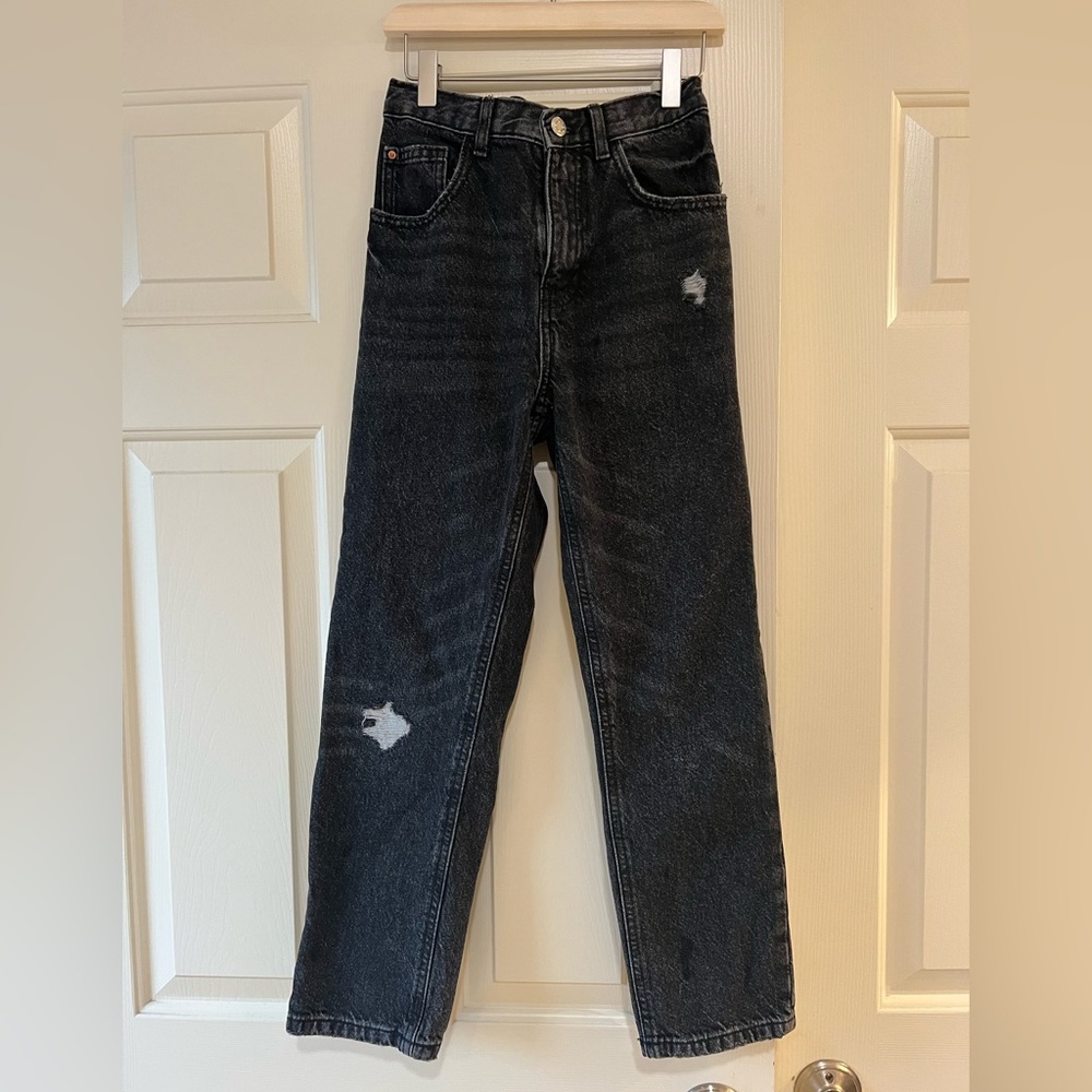 Zara girl’s straight leg jeans Size 11/12. Black wash